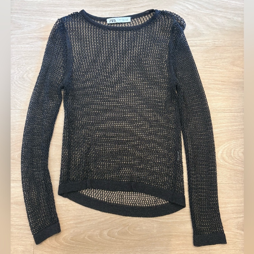 Zara Black Sheer Knit Sweater